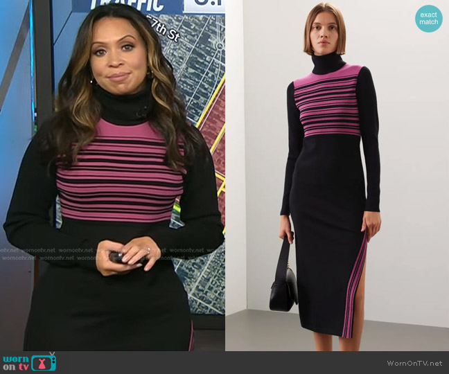 Toccin x RTR Stripe Turtleneck Dress worn by Adelle Caballero on Today