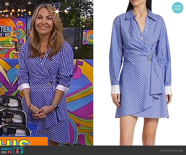 Tanya Taylor Winnie Wrap Mini-Shirtdress in Deep Marina worn by Lori Bergamotto on Good Morning America