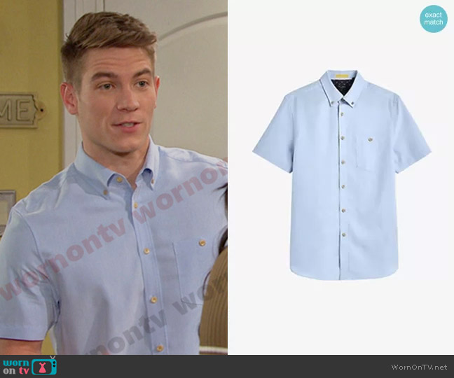 Ted Baker Yasai Short-sleeve Woven Oxford Shirt worn by Tripp Johnson (Lucas Adams) on Days of our Lives