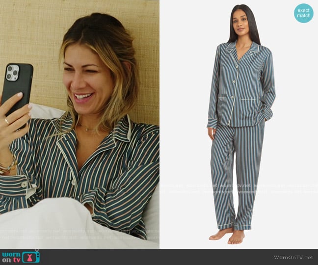 The Sleep Code Striped Soft Tencel Pajamas worn by Erin Lichy on The Real Housewives of New York City