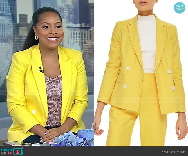 Topshop Milly Double Breasted Suit Jacket worn by Sheinelle Jones on Today