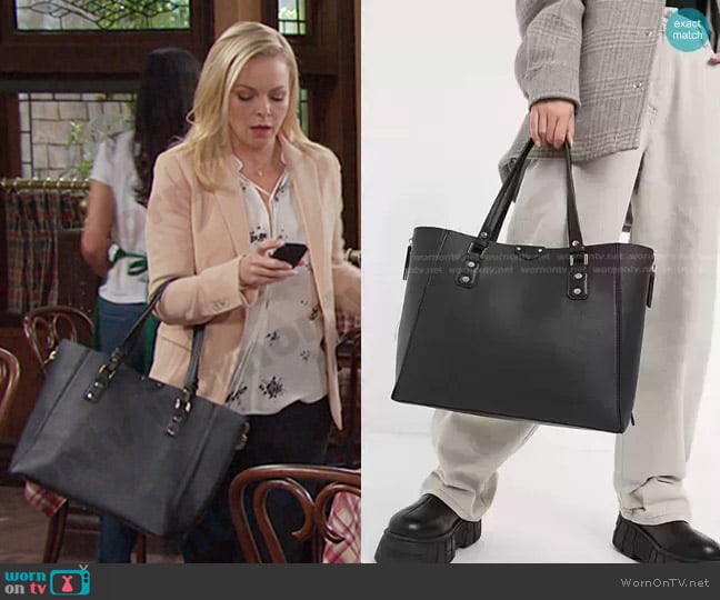 Topshop Top Handle Bag in Black worn by Belle Brady (Martha Madison) on Days of our Lives