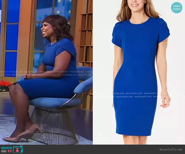 Calvin Klein Tulip-Sleeve Sheath Dress worn by Dr. Lynn O'Connor on Good Morning America