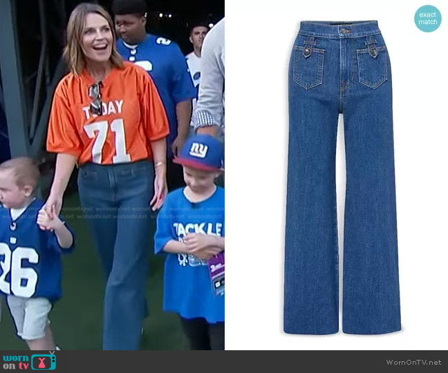 Veronica Beard Grant Wide-Leg Patch Pocket Jeans worn by Savannah Guthrie on Today