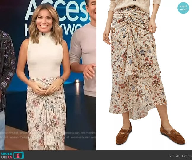 Veronica Beard Sira Floral Gorgette Skirt worn by Kit Hoover on Access Hollywood