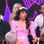 Xochitl Gomez’s pink polka dot ruched dress on Good Morning America