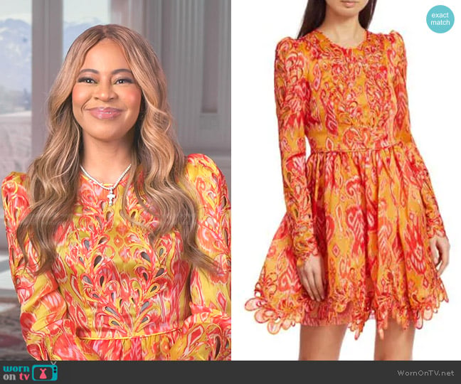 Zimmermann Brightside Rouleaux Puff-Sleeve Mini Dress worn by Mary Cosby on The Real Housewives of Salt Lake City