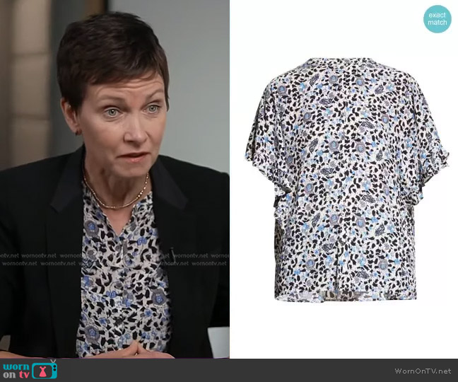 Zadig & Voltaire Tafi Floral Ruffle-Sleeve Blouse worn by Stephanie Gosk on NBC News Daily