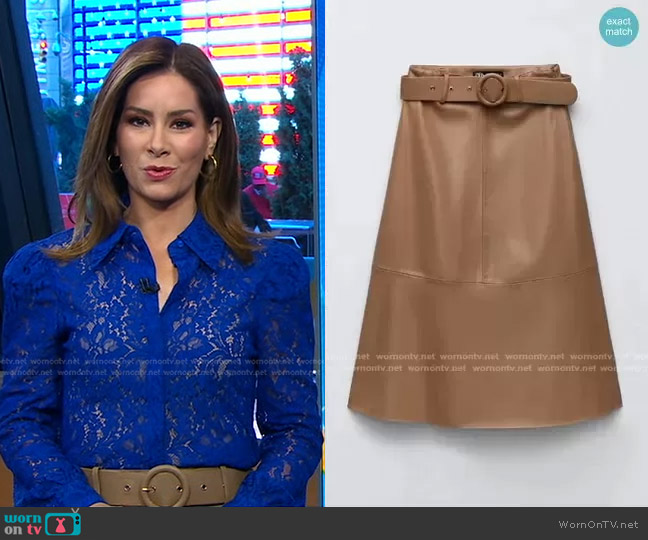 Zara Cape Skirt with Belt worn by Rebecca Jarvis on Good Morning America