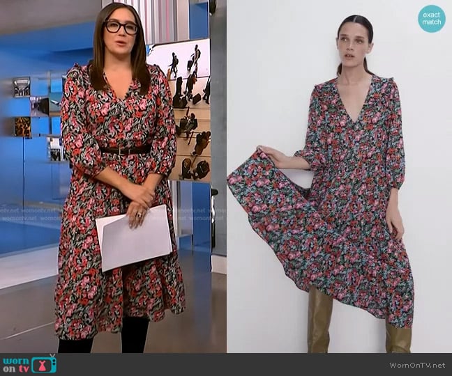 Zara Floral Print Dress worn by Savannah Sellers on NBC News Daily