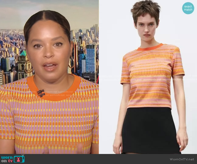 Zara Jacquard T Shirt worn by Antonia Hylton on NBC News Daily