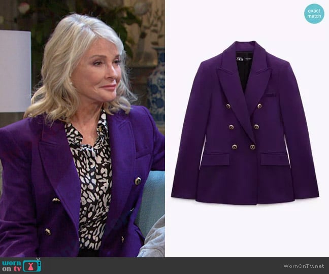 Zara Tailored Double Breasted Blazer worn by Marlena Evans (Deidre Hall) on Days of our Lives