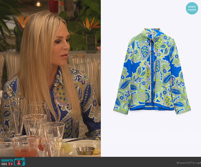 Zara Paisley Print Blouse worn by Tamra Judge on The Real Housewives of Orange County