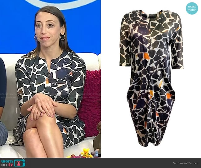 Zero + Maria Cornejo Multicolor Printed Gathered Dress worn by Jessica Grose on Today