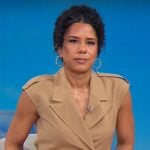 Adriana Diaz’s sleeveless trench dress on CBS Mornings