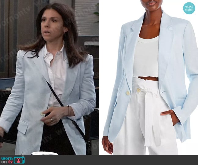 A.L.C. Arlo Blazer in Ice Water worn by Kristina Corinthos-Davis (Kate Mansi) on General Hospital