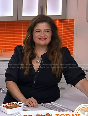 Alex Guarnaschelli’s black puff sleeve top on Today