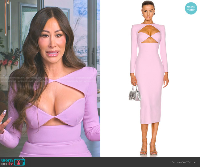 Alex Perry Page Double Cut Out Dress in Lilac worn by Angie Katsanevas on The Real Housewives of Salt Lake City