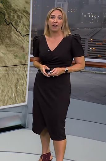 Alex Wilson's black puff sleeve dress on CBS Evening News