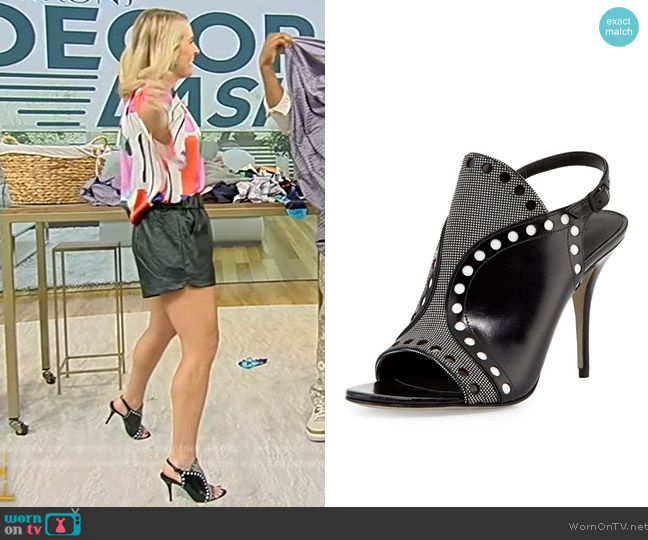 Alexander Wang Natalya Perforated Leather Sandal worn by Meaghan Murphy on Tamron Hall Show