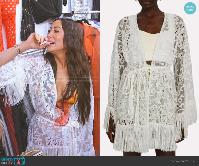 Alexis Frederic Macramé Lace Mini Dress worn by Angie Katsanevas on The Real Housewives of Salt Lake City