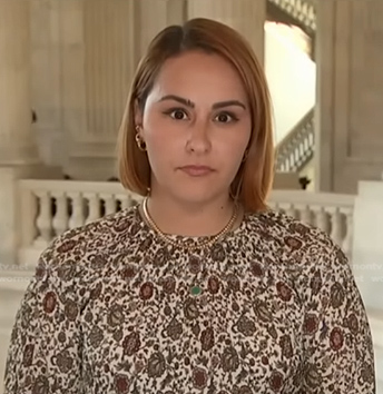 Ali Vitali's beige floral top on NBC News Daily