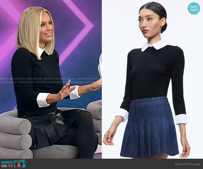 Alice + Olivia Porla Collared Sweater in Black/White worn by Jenny McCarthy on Today