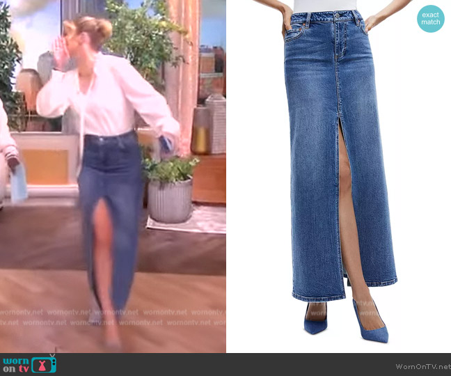 Alice + Olivia Rye High Waist Denim Maxi Skirt worn by Sara Haines on The View