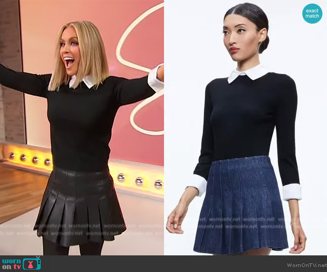 Alice + Olivia Porla Collared Sweater in Black/White worn by Jenny McCarthy on Sherri