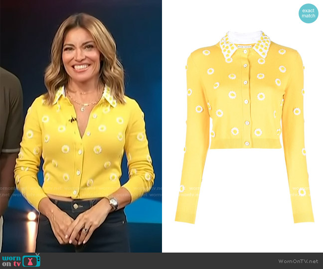 WornOnTV: Kit’s yellow floral applique cardigan on Access Hollywood ...