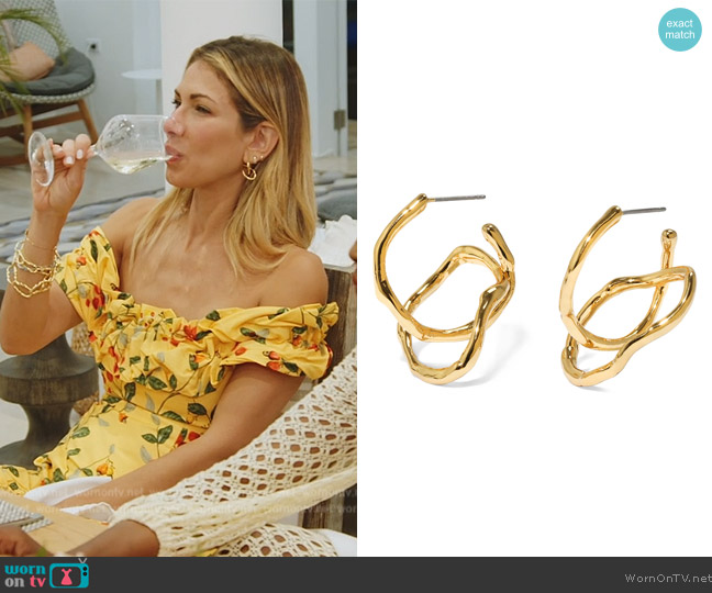 Alexis Bittar Solanales Twisted Interlock Earrings worn by Erin Lichy on The Real Housewives of New York City