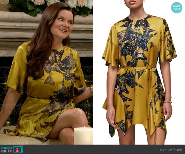 All Saints Rina Silk Blend Layered Diana Mini Dress worn by Katie Logan (Heather Tom) on The Bold and the Beautiful