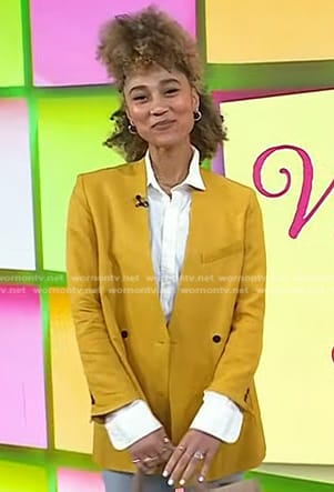 Ally’s yellow lapelless blazer on Today