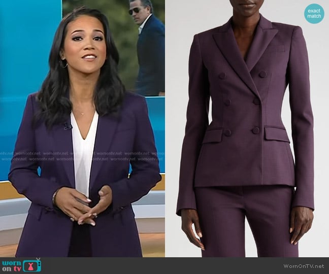 Altuzarra Indiana Stretch Wool Blazer in Aubergine worn by Laura Jarrett on Today