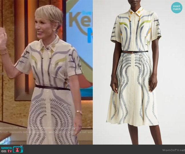 Altuzarra Kiera Botanical Print Silk Shirtdress worn by Barbara Corcoran on Live with Kelly and Mark