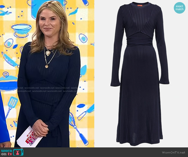 Altuzarra Masika Ribbed Jersey Dress in Berry Blue worn by Jenna Bush Hager on Today