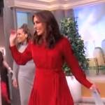 Alyssa’s red floral print mini dress on The View