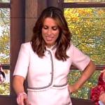 Alyssa’s white contrast trim button dress on The View