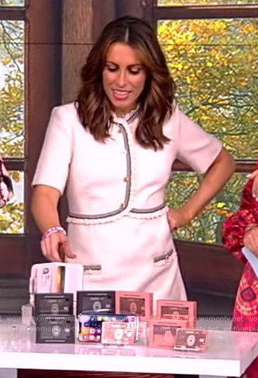 Alyssa's white contrast trim button dress on The View