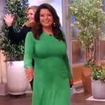 Ana’s green asymmetrical maxi dress on The View