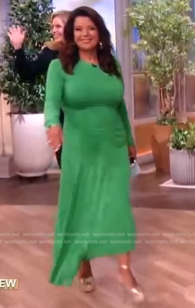 Ana's green asymmetrical maxi dress on The View