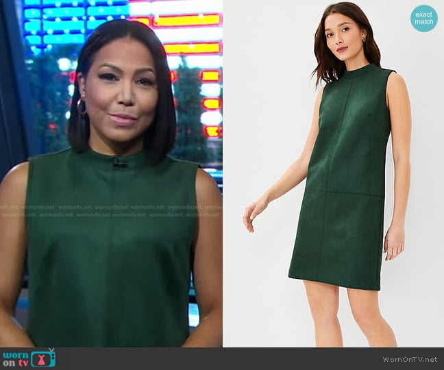 Ann Taylor Faux Suede Shift Dress worn by Stephanie Ramos on Good Morning America