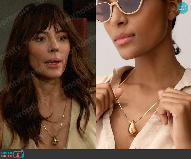 Anthropologie The Petra Mini Pendant Necklace worn by Taylor Hayes (Krista Allen) on The Bold and the Beautiful