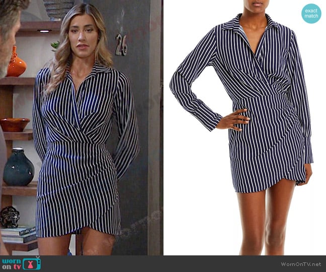 Aqua Striped Shirt Dress worn by Sloan Peterson (Jessica Serfaty) on Days of our Lives