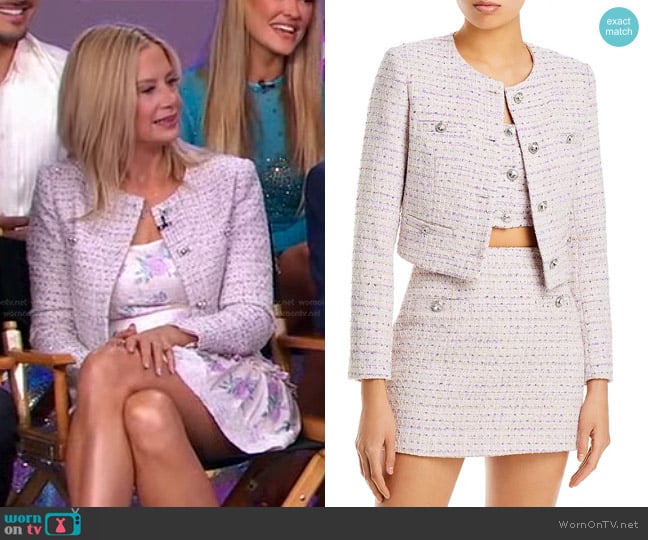 Aqua Tweed Cropped Jacket worn by Mira Sorvino on Good Morning America