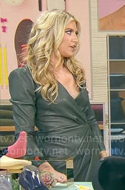 Ashley Bellman's green leather dress on CBS Mornings