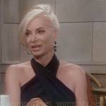 Ashley’s navy cross-neck dress in Paris on The Young and the Restless