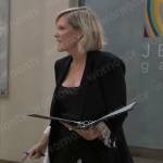 Ava’s black lace trim blazer on General Hospital