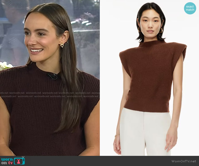 Babaton Hazlitt Sweater Vest in Rich Cocoa worn by Liv Perez on Today