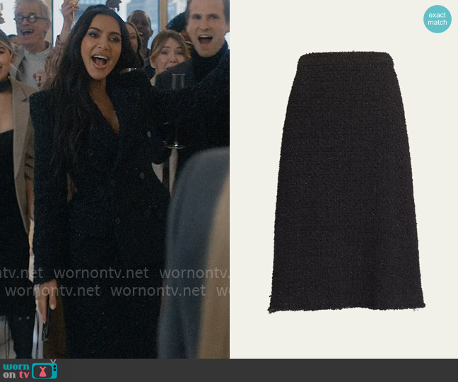 Balenciaga Tweed Midi Skirt worn by Siobhan Corbyn (Kim Kardashian) on American Horror Story